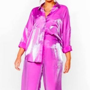 Nasty Gal Plus Size Metallic 2 piece Set